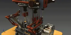 Vertical Twin Steam Engine with Reverse Gear