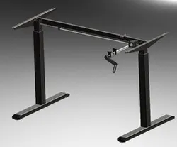 VIVO Black Manual Height Adjustable Stand Up Desk Frame Crank System Ergonomic Standing 2 Leg Workstation (DESK-V101M)