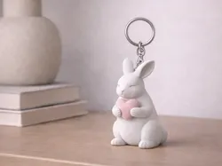 BUNNY HEART KEYCHAIN - Free 3D Print Model