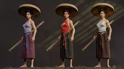 Realistic Asia Model 3D with Skirt Clothing Low-poly 3D model