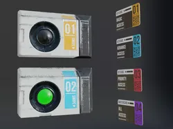 Sci-fi Keycard and Scanner for Doors Low-poly 3D model