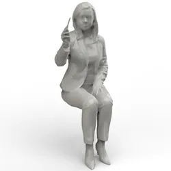 Woman Sitting and Pointing