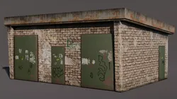 Industrial Abandoned Garage Building - Low Poly PBR Low-poly 3D model