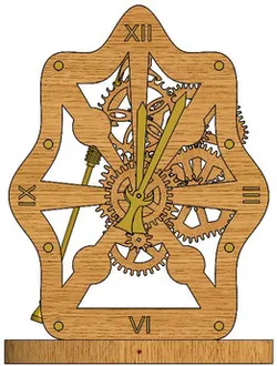 Wooden clock with non-circular gears and electromagnetic pendulum