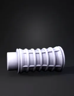 black rubber ribbed cylindrical damper with metal end cap