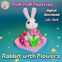 Easter Rabbit with Flowers Love Gift