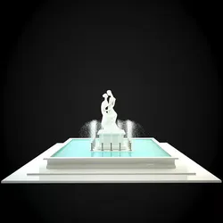 Fountain with statue of man and woman 3D model