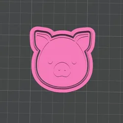 Kawaii Pig Cookie Cutter & Stamp – Cute Animal Baking Mold STL (2 Inch)