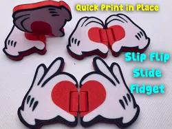 Mickey Heart Hands Slider + Flip Fidget  - Free 3D Print Model