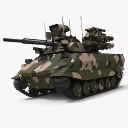 Military Support Vehicle with Dual Armament Camo Simplified 3D model