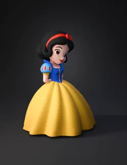 Snow White character with blue bodice and yellow skirt in cartoon styl