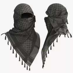 Tactical Keffiyeh Head and Face Wrap Black 3D model