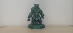 Dark Green Werebear Warrior with Axe and Shield - Free 3D Print Model