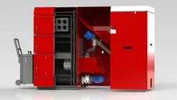Pellet boiler with rotary burner