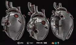 Sci-fi Steel Heart Low-poly 3D model