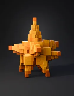 star shaped voxel object yellow and orange blocks