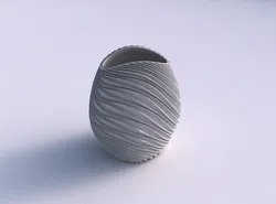 Bowl compressed with wavy extruded lines 3D print model