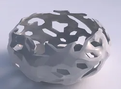 Bowl spheric squeezed wide with faceted cuts and 3D print model