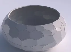 Bowl spheric squeezed wide with fine organic cells 3D print model