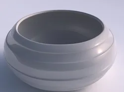 Bowl spheric squeezed wide with smooth horizontal ribbons 3D print model