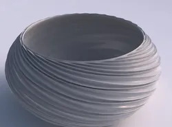 Bowl spheric squeezed wide with wavy extruded lines 3D print model