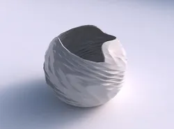 Bowl Spheric wavy with sections and twisted lines 3D print model