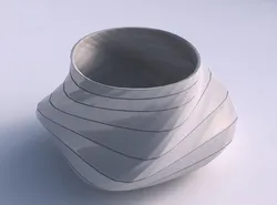 Bowl twisted elipse with hard horizontal dents 3D print model