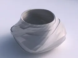Bowl twisted elipse with sharp ribbons 3D print model