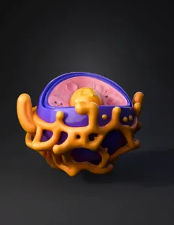 Create a highly detailed 3D nucleus model matching a colorful scientif