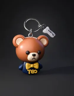 Faça um chaveiro cabeça de urso com uma gravatinha borboleta com o nom