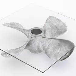 glass coffee table with a ship propeller 3D model