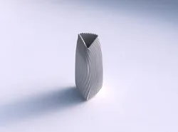 Vase curved tipping triangle with wavy extruded lines 4 3D print model