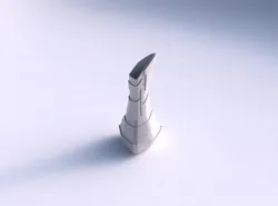 Vase puffy tappered triangle with sharp ribbons 3D print model