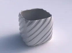 Vase quadratic stumpy with twisted smooth ribbons 3D print model