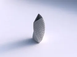 Vase twist tipped triangle with wavy grid piramides 3D print model