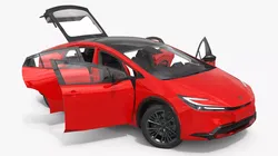2025 Toyota Prius Red Rigged for Cinema 4D 3D model