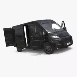 Black Fiat Ducato 2025 Medium Van Rigged for Cinema 4D 3D model