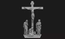 Crucifixion Scene Bas-Relief 3D print model