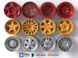 Custom Car Wheel Rims Modern Sport Automotive Alloy Pack 3D model