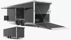 Enclosed Utility Trailer Dual Axle with Ramp Rigged for Maya 3D model