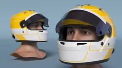 F1 Racing Helmet On Man Head 3D model