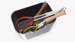 Household Repair Kit with Steel Tray and Hand Tools 3D model