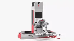 Industrial Robot Refueling System Red Rigged for Cinema 4D 3D model