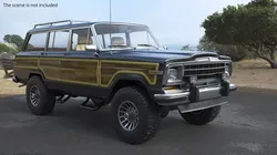 Jeep Grand Wagoneer SUV 1980s Black Rigged 3D model