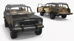 Jeep Grand Wagoneer SUV 1980s Black Rigged for Maya 3D model