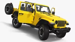 Jeep Wrangler 4x4 Trail SUV Yellow Rigged for Maya 3D model