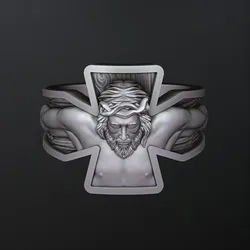 Jesus Crucifixion Cross Ring 3D print model 3D Print Model in Rings 545930