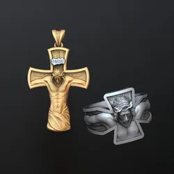 Jesus Crucifixion cross ring pendant set 3D print model 3D Print Model in Pendants 545932