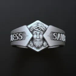 Jesus Head Cross Ring 3D print model 3D Print Model in Rings 546138