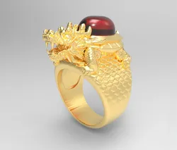 MAJESTIC GOLD TURTLE RING WITH RED GEMSTONE